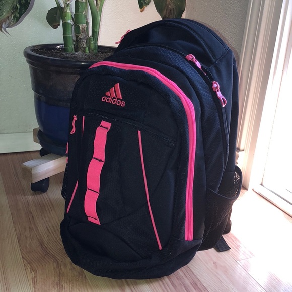 hot pink and black adidas backpack